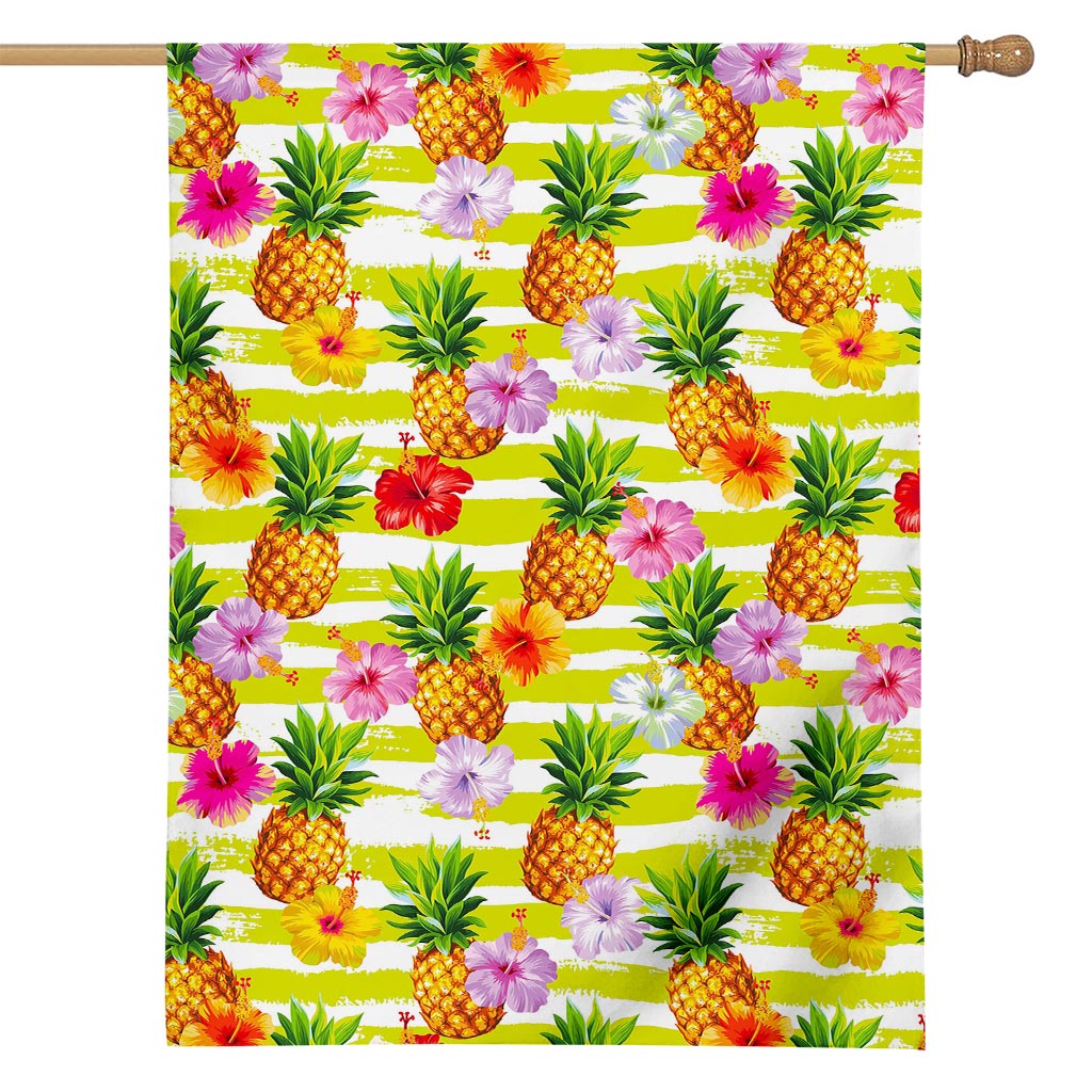 Yellow Striped Pineapple Pattern Print House Flag