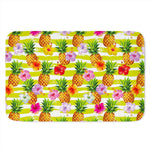 Yellow Striped Pineapple Pattern Print Indoor Door Mat