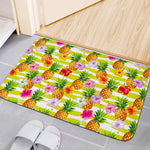 Yellow Striped Pineapple Pattern Print Indoor Door Mat