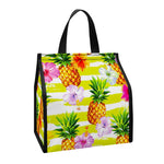 Yellow Striped Pineapple Pattern Print Insulated Lunch Tote