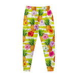 Yellow Striped Pineapple Pattern Print Jogger Pants