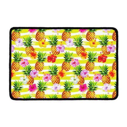 Yellow Striped Pineapple Pattern Print Kitchen Mat