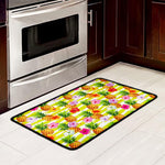 Yellow Striped Pineapple Pattern Print Kitchen Mat