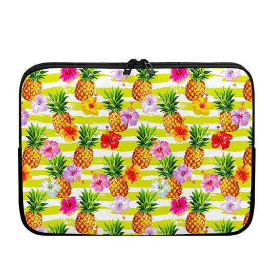 Yellow Striped Pineapple Pattern Print Laptop Sleeve