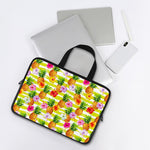Yellow Striped Pineapple Pattern Print Laptop Sleeve With Handle