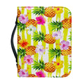 Yellow Striped Pineapple Pattern Print Leather Bible Cover