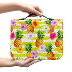 Yellow Striped Pineapple Pattern Print Leather Bible Cover