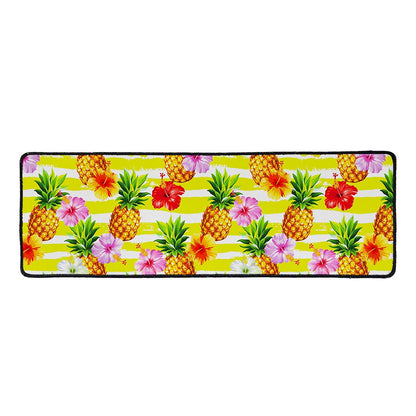 Yellow Striped Pineapple Pattern Print Long Kitchen Mat