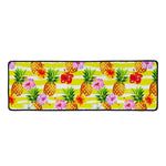 Yellow Striped Pineapple Pattern Print Long Kitchen Mat