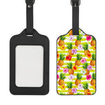 Yellow Striped Pineapple Pattern Print Luggage Tag