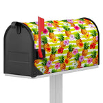 Yellow Striped Pineapple Pattern Print Mailbox Cover
