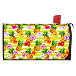 Yellow Striped Pineapple Pattern Print Mailbox Cover