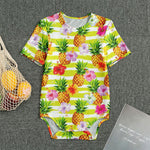 Yellow Striped Pineapple Pattern Print Men's Bodysuit
