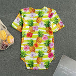 Yellow Striped Pineapple Pattern Print Men's Bodysuit