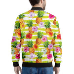 Yellow Striped Pineapple Pattern Print Men's Bomber Jacket