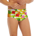 Yellow Striped Pineapple Pattern Print Men's Briefs