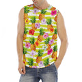 Yellow Striped Pineapple Pattern Print Men's Fitness Tank Top
