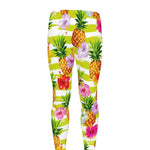 Yellow Striped Pineapple Pattern Print Men's leggings