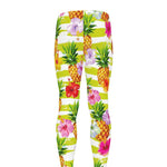 Yellow Striped Pineapple Pattern Print Men's leggings
