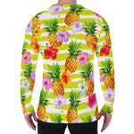 Yellow Striped Pineapple Pattern Print Men's Long Sleeve T-Shirt