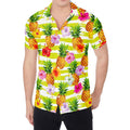 Yellow Striped Pineapple Pattern Print Men's Shirt