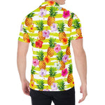 Yellow Striped Pineapple Pattern Print Men's Shirt