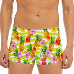 Yellow Striped Pineapple Pattern Print Men's Short Boxer Briefs