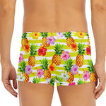 Yellow Striped Pineapple Pattern Print Men's Short Boxer Briefs