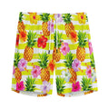Yellow Striped Pineapple Pattern Print Men's Athletic Shorts