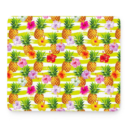 Yellow Striped Pineapple Pattern Print Mouse Pad