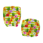 Yellow Striped Pineapple Pattern Print Office Chair Cover