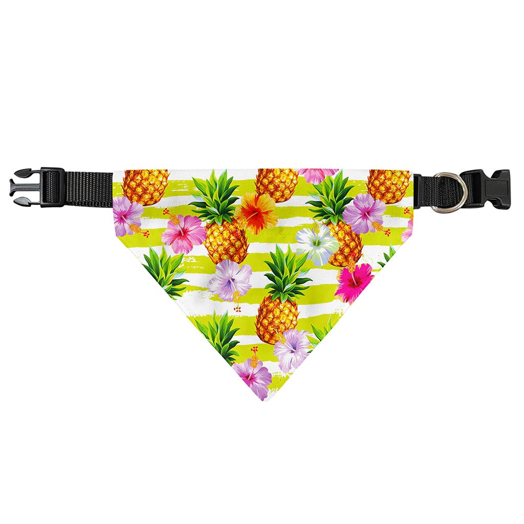 Yellow Striped Pineapple Pattern Print Over The Collar Dog Bandana