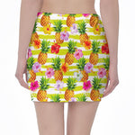 Yellow Striped Pineapple Pattern Print Pencil Mini Skirt