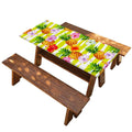 Yellow Striped Pineapple Pattern Print Picnic Table Cover