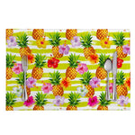 Yellow Striped Pineapple Pattern Print Placemat