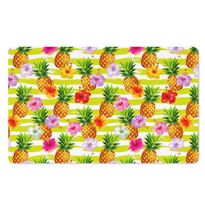 Yellow Striped Pineapple Pattern Print Polyester Doormat