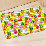 Yellow Striped Pineapple Pattern Print Polyester Doormat