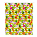 Yellow Striped Pineapple Pattern Print Polyester Shower Curtain