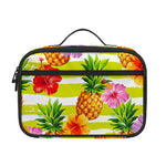 Yellow Striped Pineapple Pattern Print Portable Lunch Bag