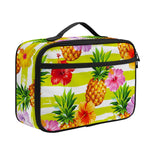 Yellow Striped Pineapple Pattern Print Portable Lunch Bag