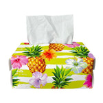 Yellow Striped Pineapple Pattern Print Rectangle Tissue Box Cover