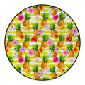Yellow Striped Pineapple Pattern Print Round Floor Mat