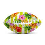 Yellow Striped Pineapple Pattern Print Rugby Ball