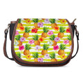 Yellow Striped Pineapple Pattern Print Saddle Bag