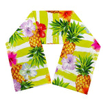 Yellow Striped Pineapple Pattern Print Scarf