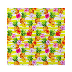 Yellow Striped Pineapple Pattern Print Silk Bandana