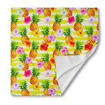 Yellow Striped Pineapple Pattern Print Silk Bandana