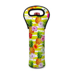 Yellow Striped Pineapple Pattern Print Single Neoprene Wine Tote