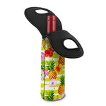 Yellow Striped Pineapple Pattern Print Single Neoprene Wine Tote