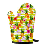 Yellow Striped Pineapple Pattern Print Single Oven Mitt